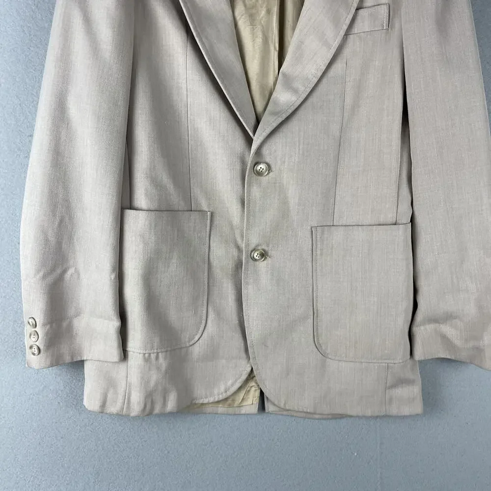 Vintage Angels Flight Blazer Jacket Mens 36R Beige 70s Tobias Kotzin USA Retro